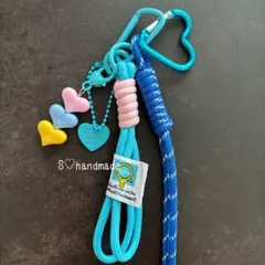 じゃらじゃらキーホルダー ハート お揃い 推し活 チャーム ストラップ 青
