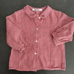 ファミリアfamiliar 赤白チェックブラウス 90