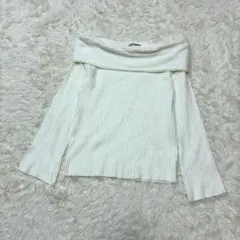 ZARA ザラ オフショルダー リブニット 長袖 トップス 白 ホワイト S