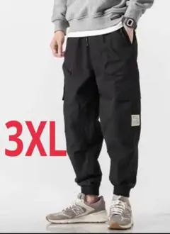 メンズ パンツ カーゴパンツ ジョガーパンツ 3XL 黒 秋