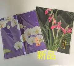 蘭ハンカチ　こちょう蘭ハンカチ　和柄ハンカチ　花柄ハンカチ　新品　2枚セット