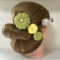 ちりめん髪飾り　ちりめん細工　菊の花　梅の花　卒業式　入学式　祭り　和装　花火