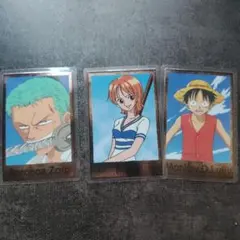 ONE PIECE ラミネートカード 3枚セット ルフィ ゾロ ナミ - メルカリ
