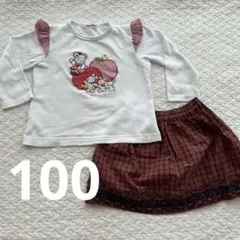 ファミリア　長袖Tシャツ&チェックスカート　100のサムネイル