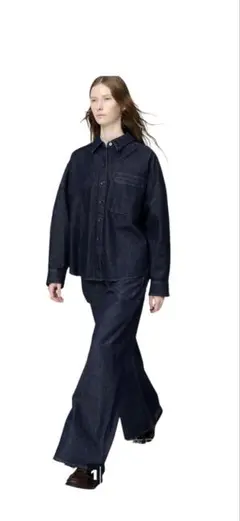 新品未使用 ユニクロ：C ローライズワイドジーンズ 27インチ 69NAVY