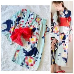 ◇高級変わり織り浴衣◇優美な紅金魚柄☆赤紅色 粋な古典柄 新品 限定