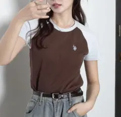 U.S. POLO ASSN. Tシャツ　ブラウン　水色