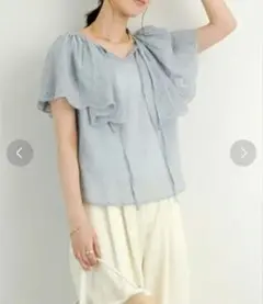 un dix cors パンチングレースブラウス　コットン刺繍 半袖ブラウスのサムネイル