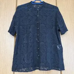 PAGEBOY レースバンドカラーシャツ ブラック　黒のサムネイル