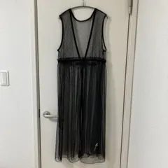 チュールキャミワンピース 黒 サイズF