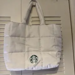 Starbucks 스타벅스 화이트 퀼팅 토트 백