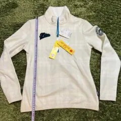 新品Ｍサイズフィラゴルフレディース保温裏シャギーアイボリー ハイネックセーター