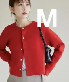 ロペピクニック　ミラノリブ金ボタンニットカーディガン　M