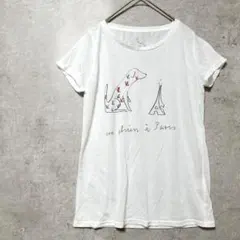 エディフィス×イエナ コラボTシャツ ホワイト コットン 日本製 犬プリントのサムネイル