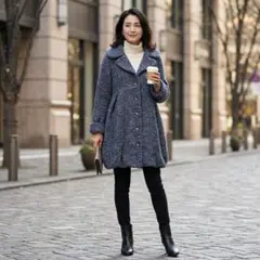 G6594*リナシメント☆モヘア混☆ニットコート☆S☆ブルー☆イタリア製☆秋冬のサムネイル