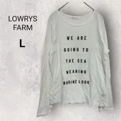 ローリーズファーム 長袖 Tシャツ ロンT L 白 プリント クルーネック 薄手