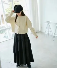 ROPÉ PICNIC 編み切り替えニットカーディガン