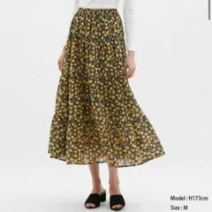 gu ティアードフレアロングスカート　フラワーB