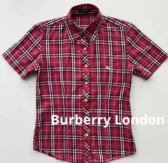 Burberry London 赤チェック半袖シャツ　サイズL
