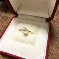 本真珠あこや真珠　ホワイト無調6.3㍉s925シンプルリング