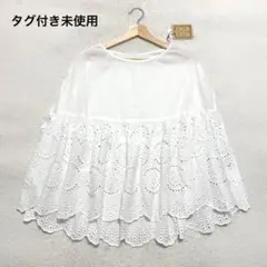 新品未使用 24SS BEARDSLEY レースポンチョブラウス 刺繍 白 F