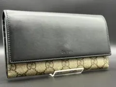 鑑定済み◇GUCCI メンズ 長財布◇GGスプリーム×レザー バイカラー