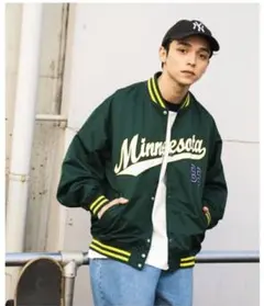 メンズWEGO ワッペンスタジャン ウィゴー ジャケット グリーン【送料無料】