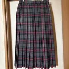 グレー系チェック プリーツスカート　earth music &ecology