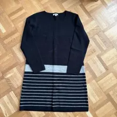 ALPHA CUBIC 長袖ストライプワンピース Lサイズ