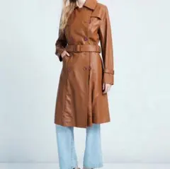 JTP LEATHER 羊革　レザートレンチコート　F