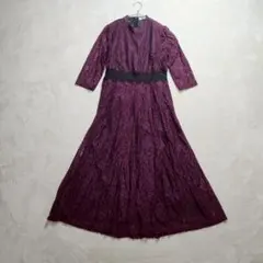 Lace Ladies 総レースロング丈フレアワンピース オケージョンドレス3L