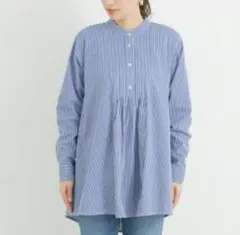 【美品】sonny rabel バンドカラーストライプブラウス