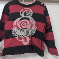 ヒステリックミニ　ヒスミニ　ダメージ加工　ロンT　ストライプ 長袖カットソー