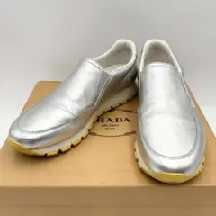 PRADA　プラダスポーツ　レザースリッポン　スニーカー　シルバー　37½　箱