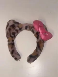 キティ ヒョウ柄カチューシャ usj ピンクリボン