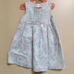 タルティーヌエショコラ♡リバティ柄フリル付きワンピース(100㌢)シミ有り