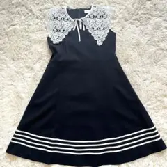 MezzoPiano Jr.レース衿付きマリンワンピースS140cm