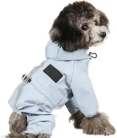 小型犬 犬用 レインコート 防水 防風 ポンチョ フード付き 青 Sサイズ