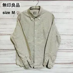 無印良品 ネルシャツ ボタンダウン ベージュ チェック柄 Mのサムネイル