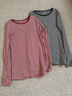 GAP ギャップ ストライプTシャツ2枚セット 黒　赤