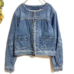ナノユニバース デニムジャケット ショート丈 ノーカラー レディース 00