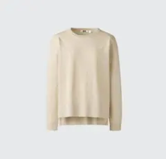 【ユニクロ】クルーネックセーター ベージュ M