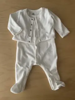 Petit Bateau ホワイトロンパース 3m 60