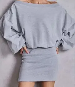 GYDAグレー オフショルダー ミニワンピース