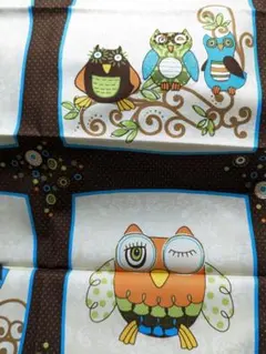 生地　フクロウ 梟　ミニパネル12フレーム