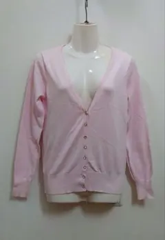 イング Vネックカーディガン ニットカーディガン ビジューボタン長袖カーディガン