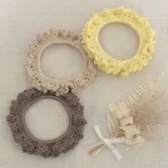 ★ハンドメイド★かぎ針編み　レース編みシュシュ　３点セット　♪