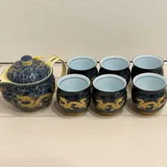 中国茶器セット 急須 湯のみ 陶器 青龍 アンティーク