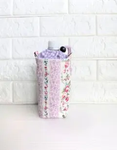 刺繍生地のペットボトルカバー ハンドメイド アイスブルー 保冷 保温
