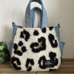 デニムリメイクバッグ　ふんわりころりん　サイドポケットトートバッグ
